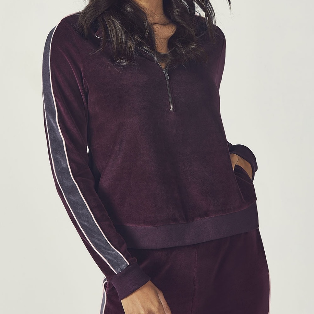 Fabletics Britt Velour Pullover Half-Zip Top NWT!